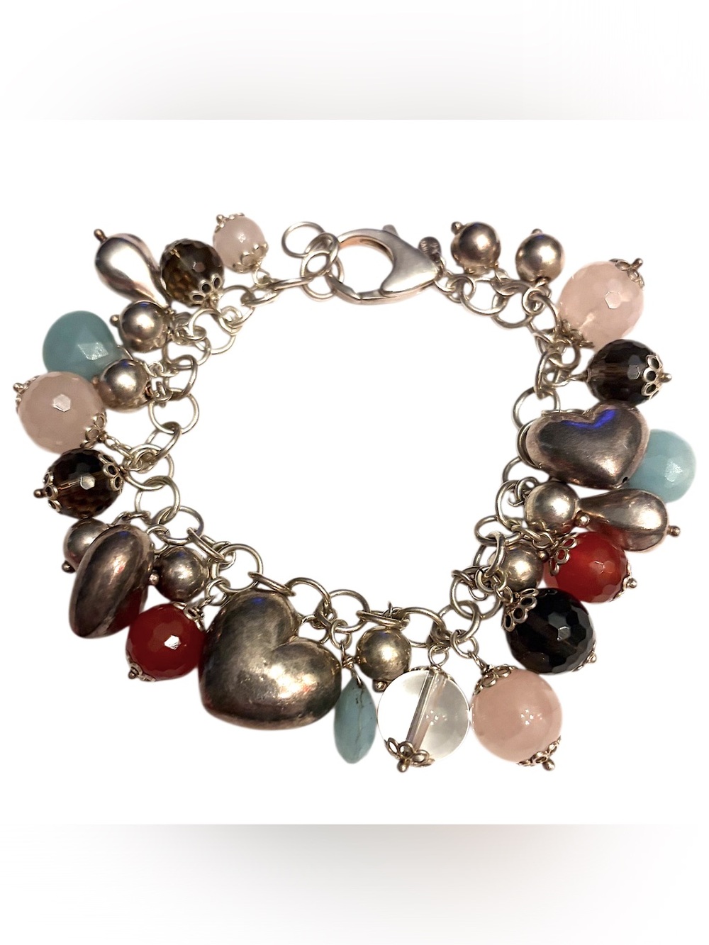 VINCENZA Sterling Silver Cha Cha Charm Bracelet Gemstones 925 QVC